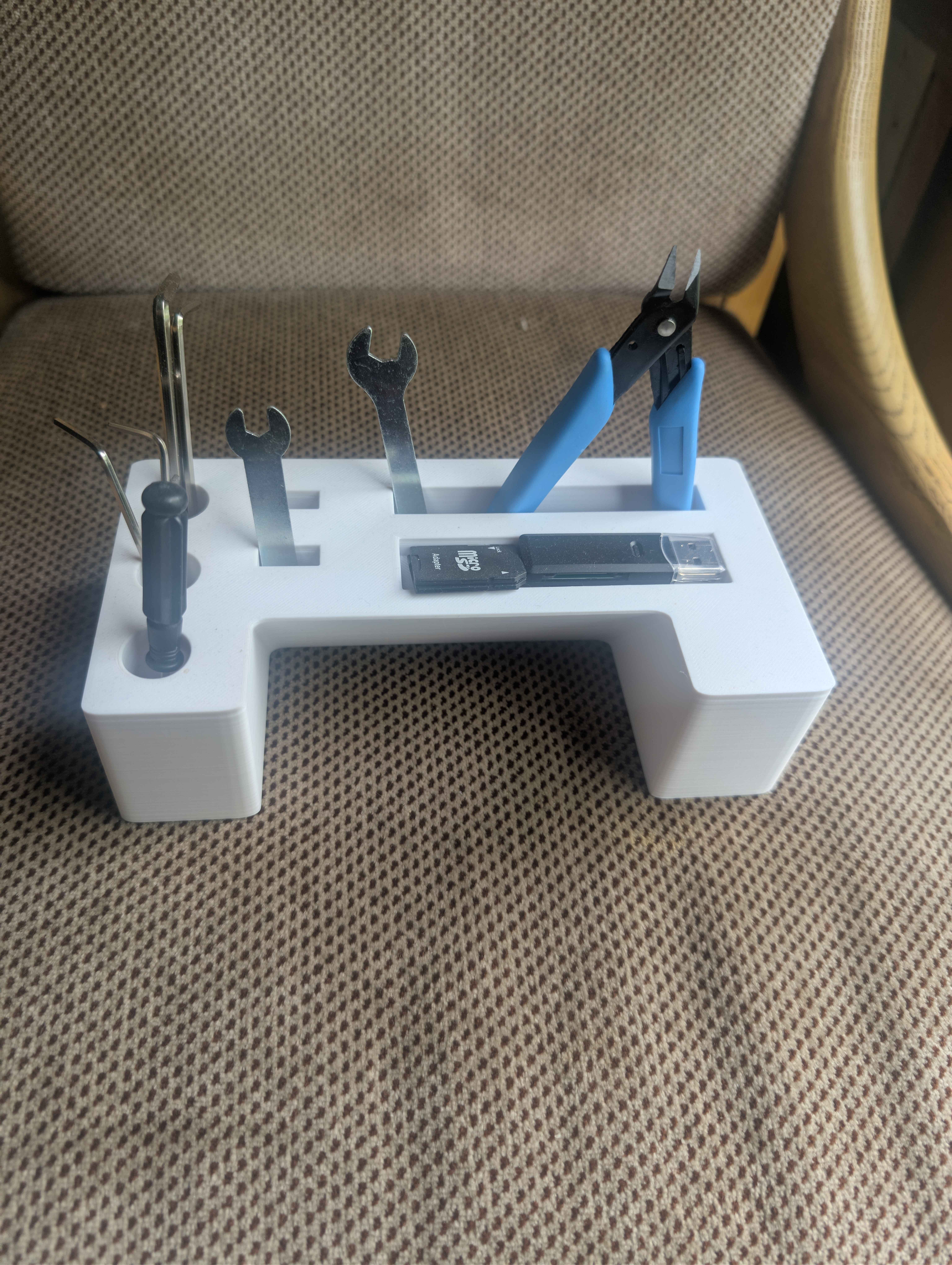 White PETG tool organizer shown from the front